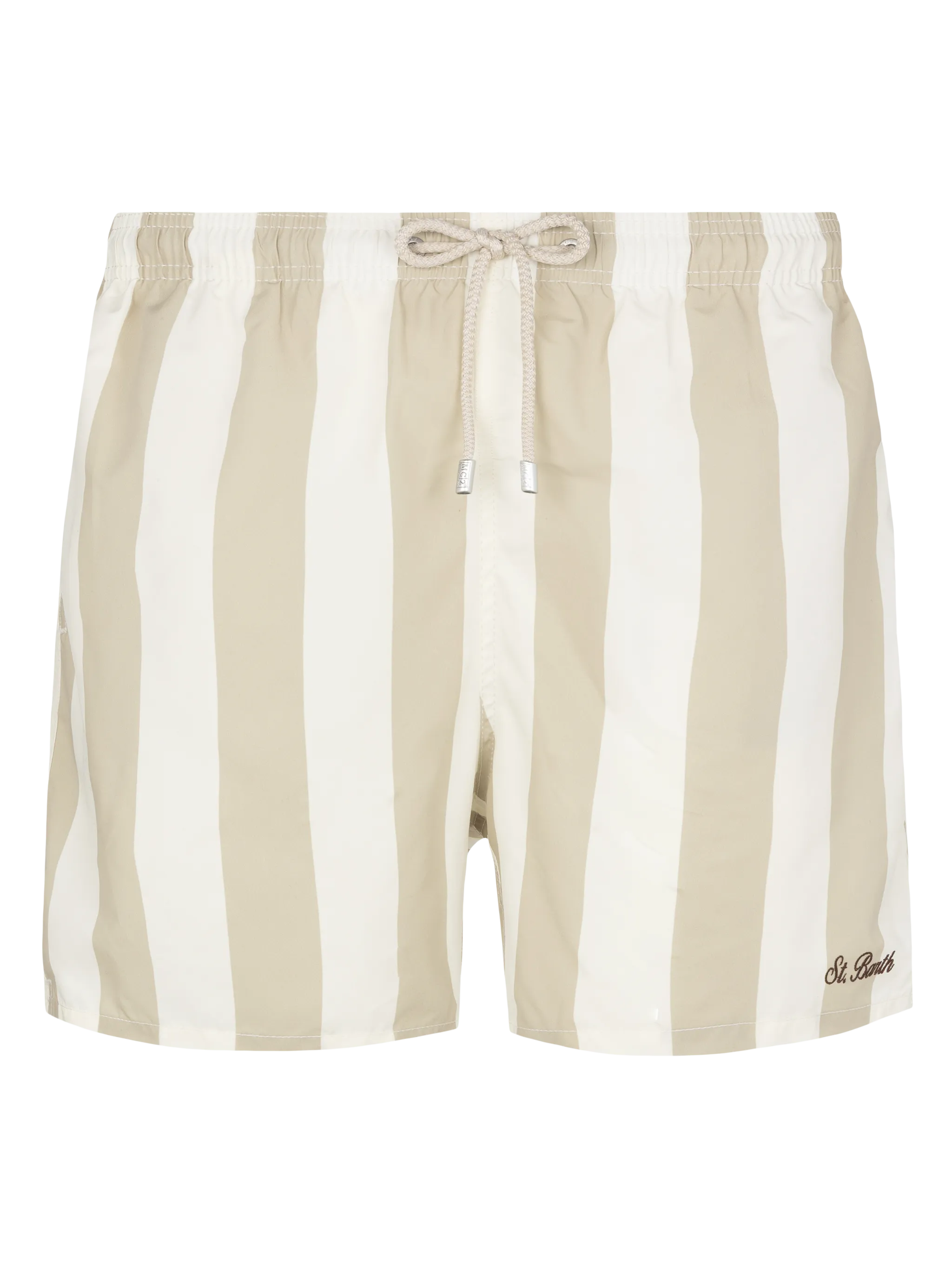 Costume mare lunghezza media Gustavia a righe con ricamo St. Barth