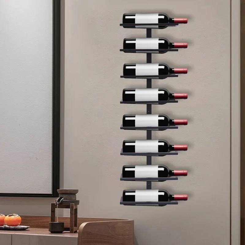Supporto da parete per champagne a 8 ripiani, portabottiglie in metallo vecchio stile da parete, espositore per bottiglie di vino, accessori da bar 15