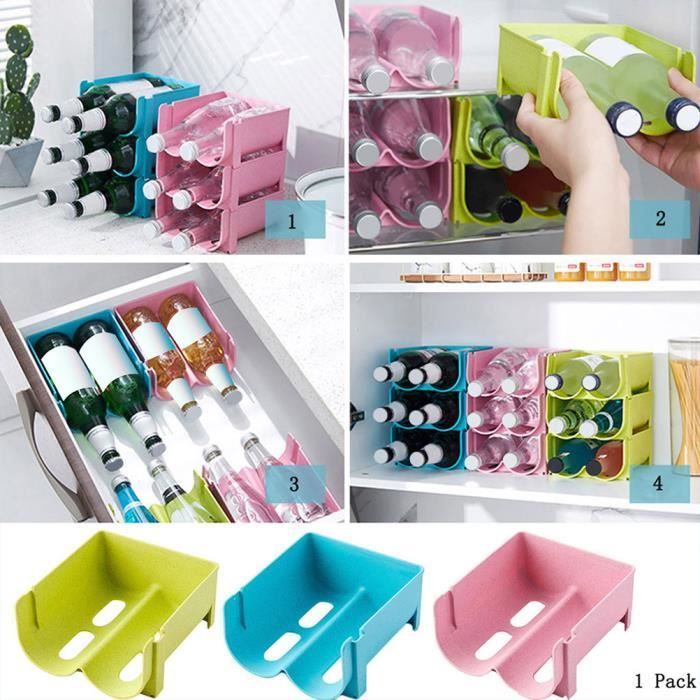Soporte apilable para botellas - OMABETA - Montaje en refrigerador - Plástico libre de BPA - Capacidad para 2 botellas - 14 x 16 x 7,5 cm