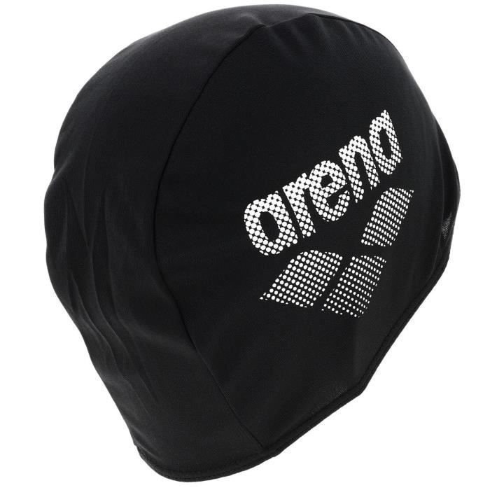 Schwarze Badekappe aus Polyester – Arena UNI Black – Schützt das Haar vor Chlor – Siebgedrucktes Logo