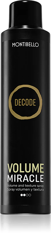 spray Montibello Decode Volume Miracle proporciona volume aos cabelos durante a secagem e a finalização do penteado.
