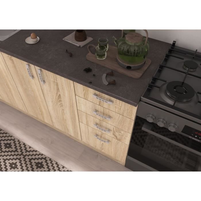 Cocina modular completa SARA - 5 elementos - Acabado roble Sonoma - Ancho 180 cm - Encimera no incluida