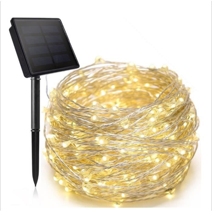 Guirnalda de luces solares de 22 m con 200 LED para exteriores, jardín, patio, bodas y fiestas navideñas.
