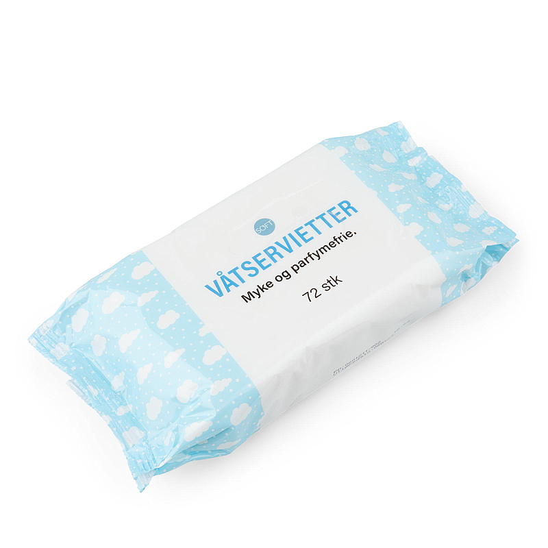 Mjuka våtservetter 72 stycken, mjuka och oparfymerade