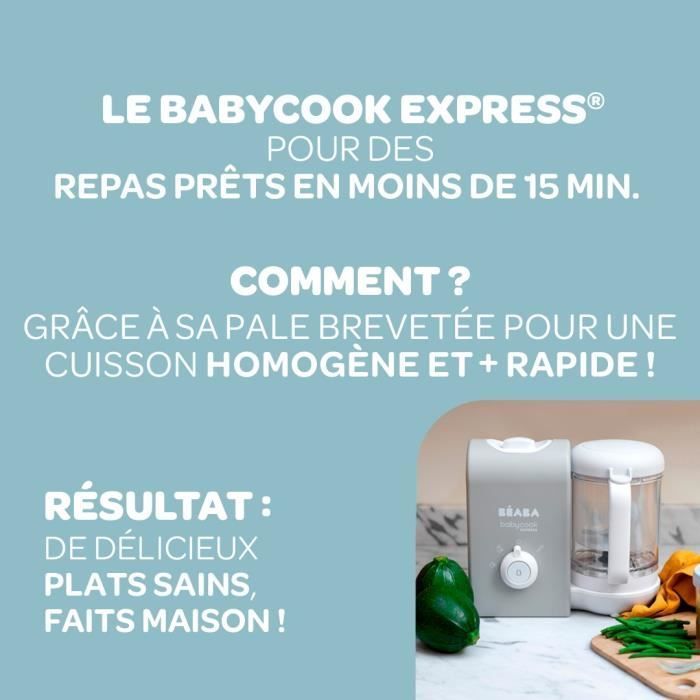 BEABA, Babycook Express, Babymadmaskine, 4-i-1 Blender-Komfur, Fløjlsgrå
