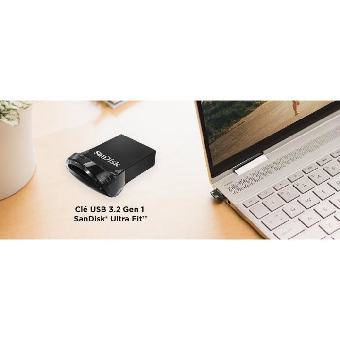 SanDisk 128 Go Ultra Fit USB 3.2, Clé USB, des vitesses allant jusqu'à 400 Mo/s