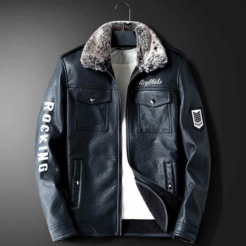 Giacca di lusso da uomo in pelle, cappotto spesso in vera pelliccia, giacca elegante e alla moda per giovani, cappotto invernale in vera pelle