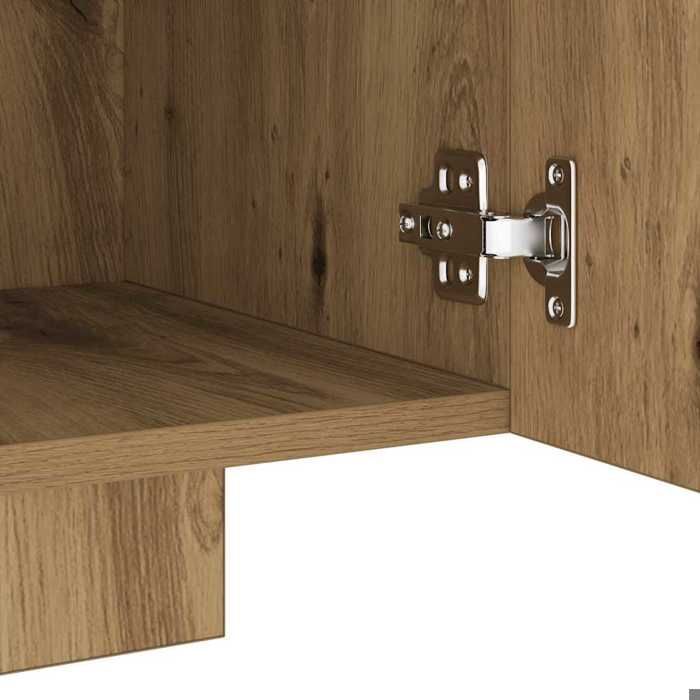 Mueble para TV ÚNICO con luces LED LMT - Mueble para TV de madera de roble de ingeniería hecho a mano cozy489578