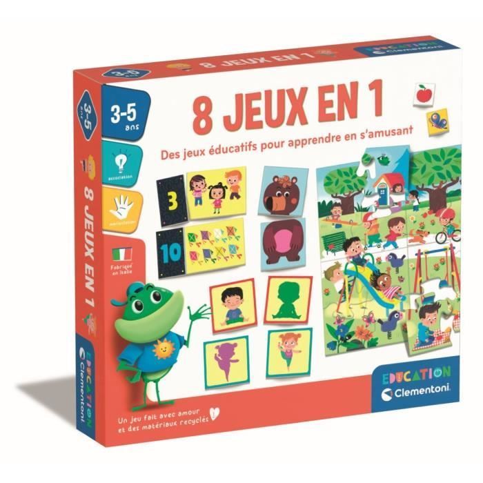 Clementoni - 8-in-1 Game Set - Educational Games: Shapes, Colors, Numbers, Quantities - Ages 3+