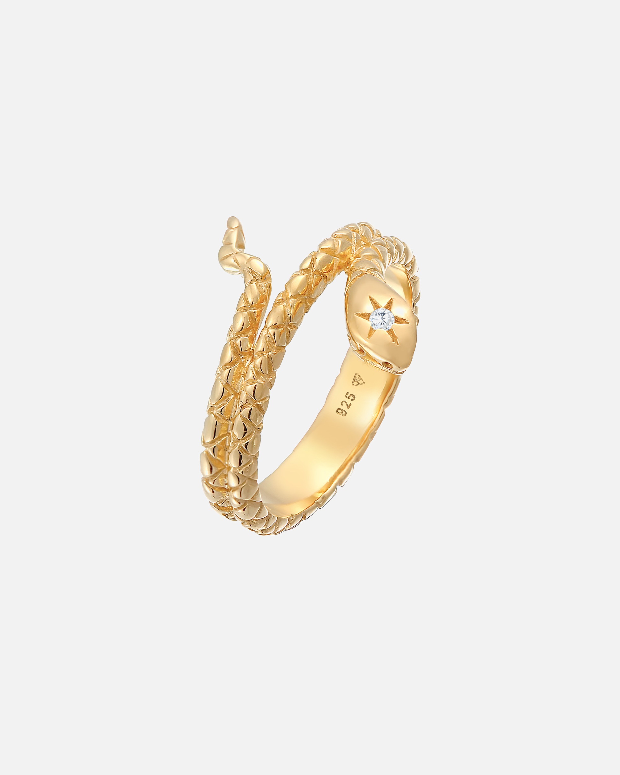 Elli Femmes serpent enroulé avec des cristaux de zirconium en argent sterling 925 plaqué or