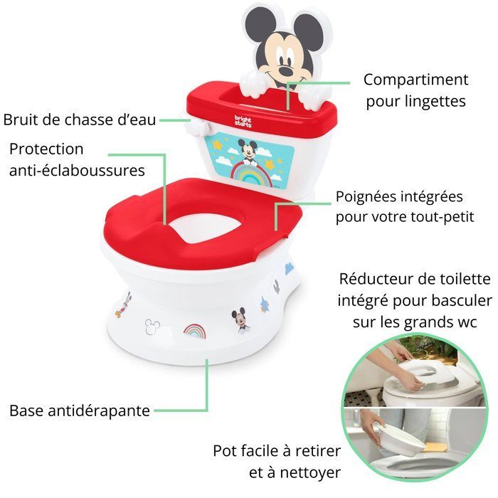 DISNEY BABY - TOPOLINO - Mini WC con riduttore per sedile incluso, 2 in 1, MySize, vasino rimovibile per una facile pulizia