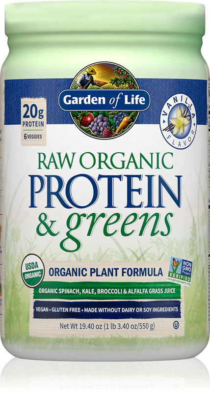 Suplemento alimentar de proteína vegetal orgânica Garden of Life RAW Protein & Greens