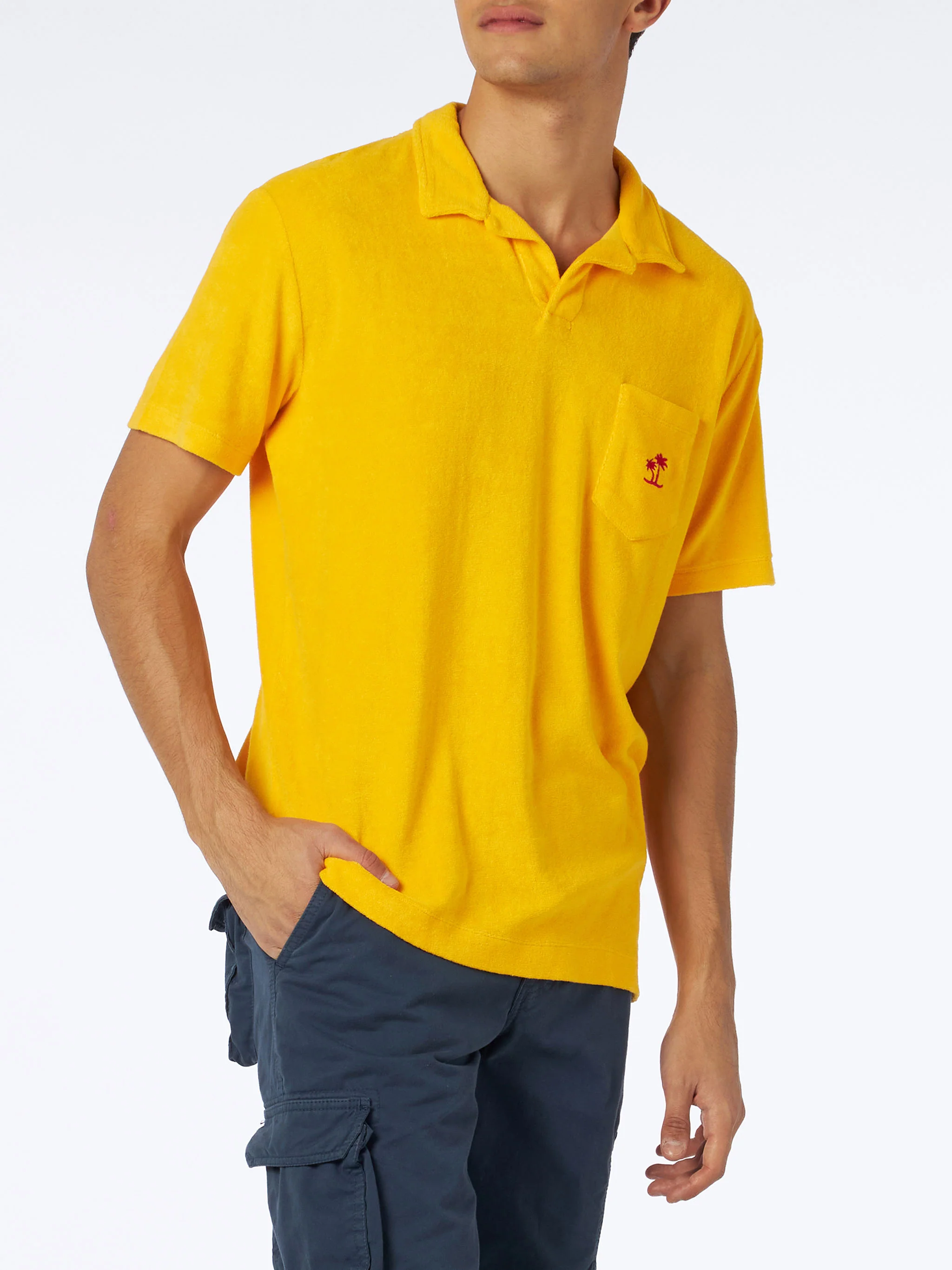 Geel badstof poloshirt voor heren
