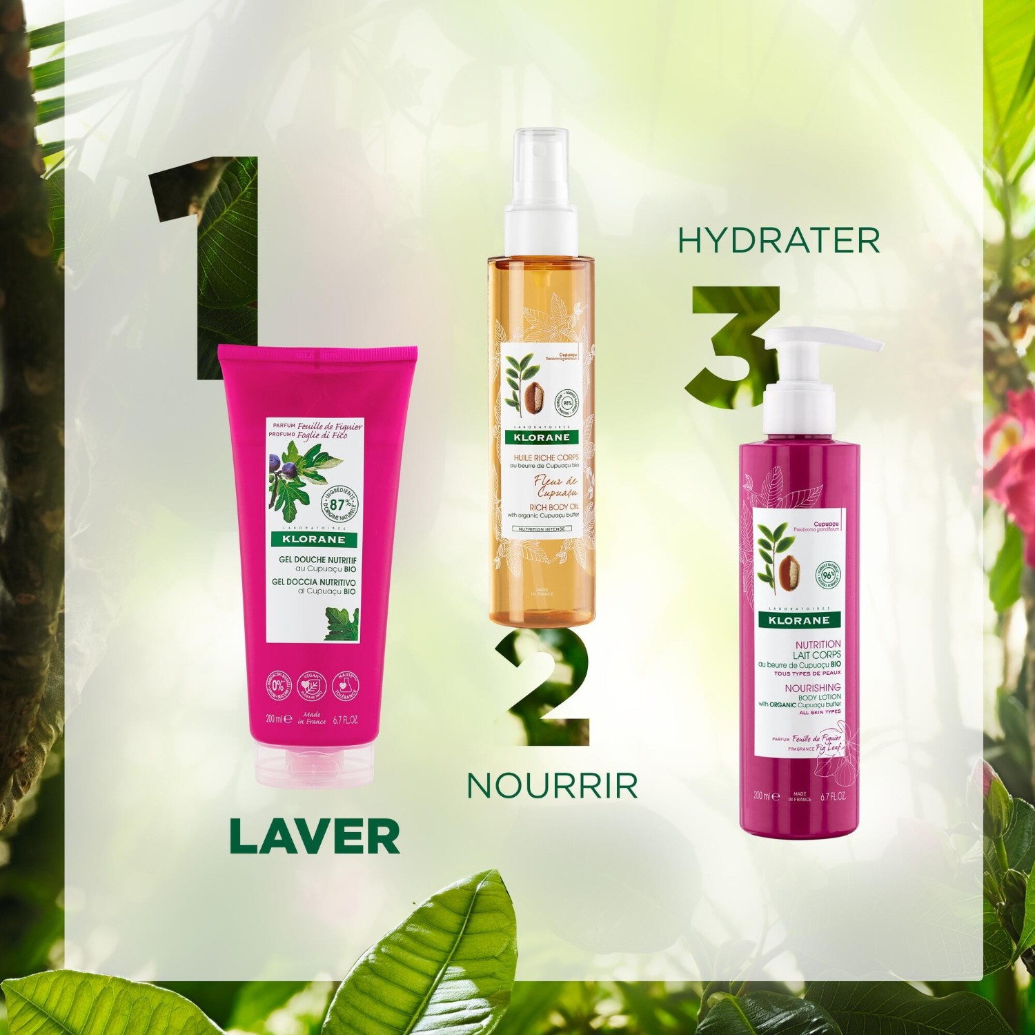 Klorane Gel douche au beurre de Cupuaçu BIO - Feuille de Figuier