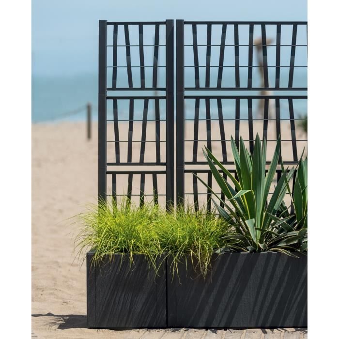 STEFANPLAST Bac à fleur/Jardinière - ETHICA - Graphite - Carré avec treillis - 38 L -  36 x 36 x h140 cm