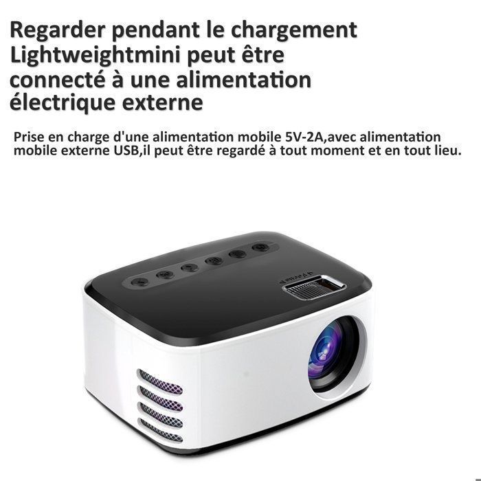 4K-fähiger Videoprojektor, native 1080P-Auflösung, tragbar, WLAN/Bluetooth, Smartphone-kompatibel, Heimkino, Weiß.