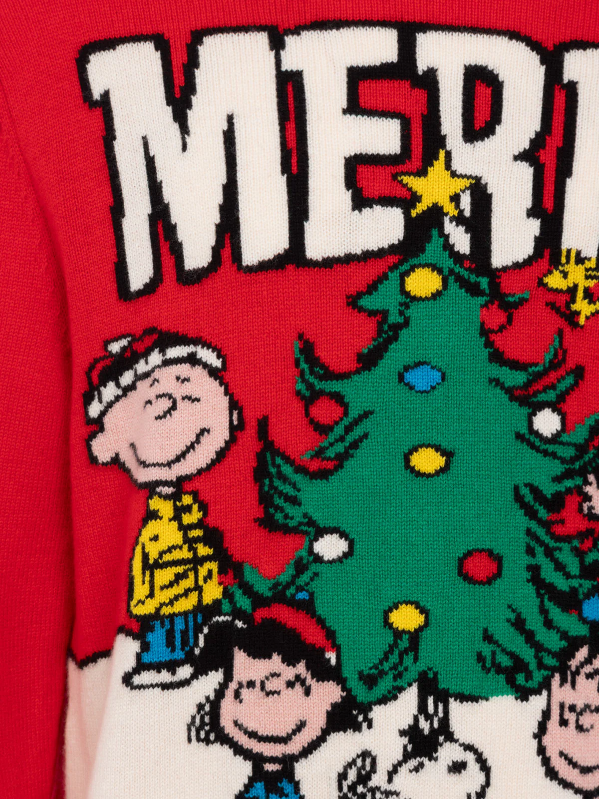 Heron Heren Trui Rood Jacquard Peanuts Merry Print | SNOOP