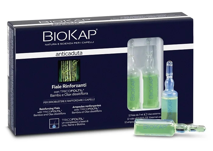 BIOKAP Biokap Creme fortalecedor contra a queda de cabelo, 12 frascos de 7 ml