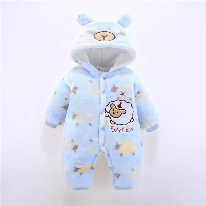 Pijama FUNMOON para bebé niña y niño, nuevo y cálido mono de invierno para recién nacidos de 3 a 12 meses - Azul