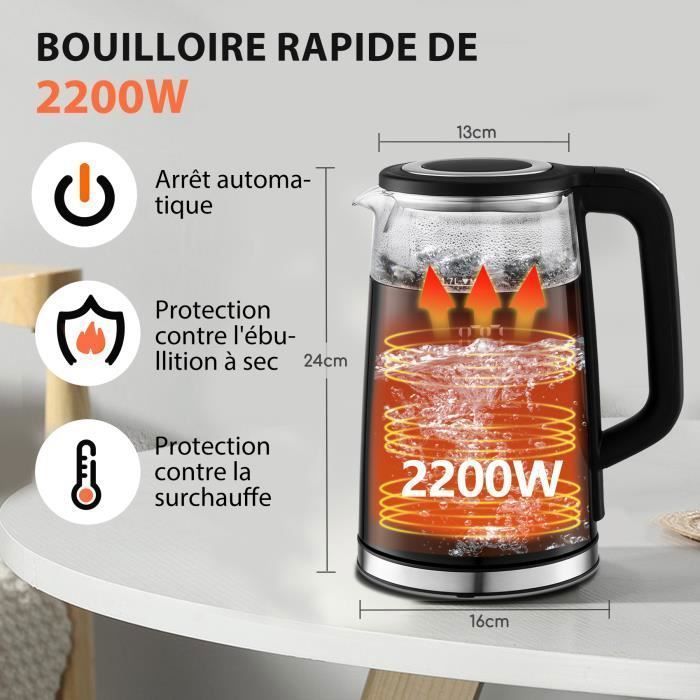 Chaleira elétrica de vidro Taylor Swoden de 1,7 litros com seleção de temperatura de 40 a 100 °C e visor digital.