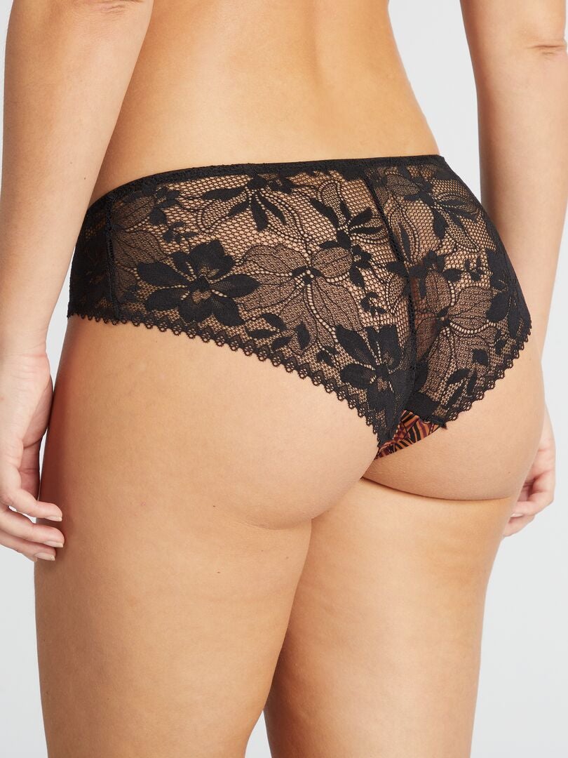 'Envie de lingerie' slipje van microvezel en kant - BRUIN