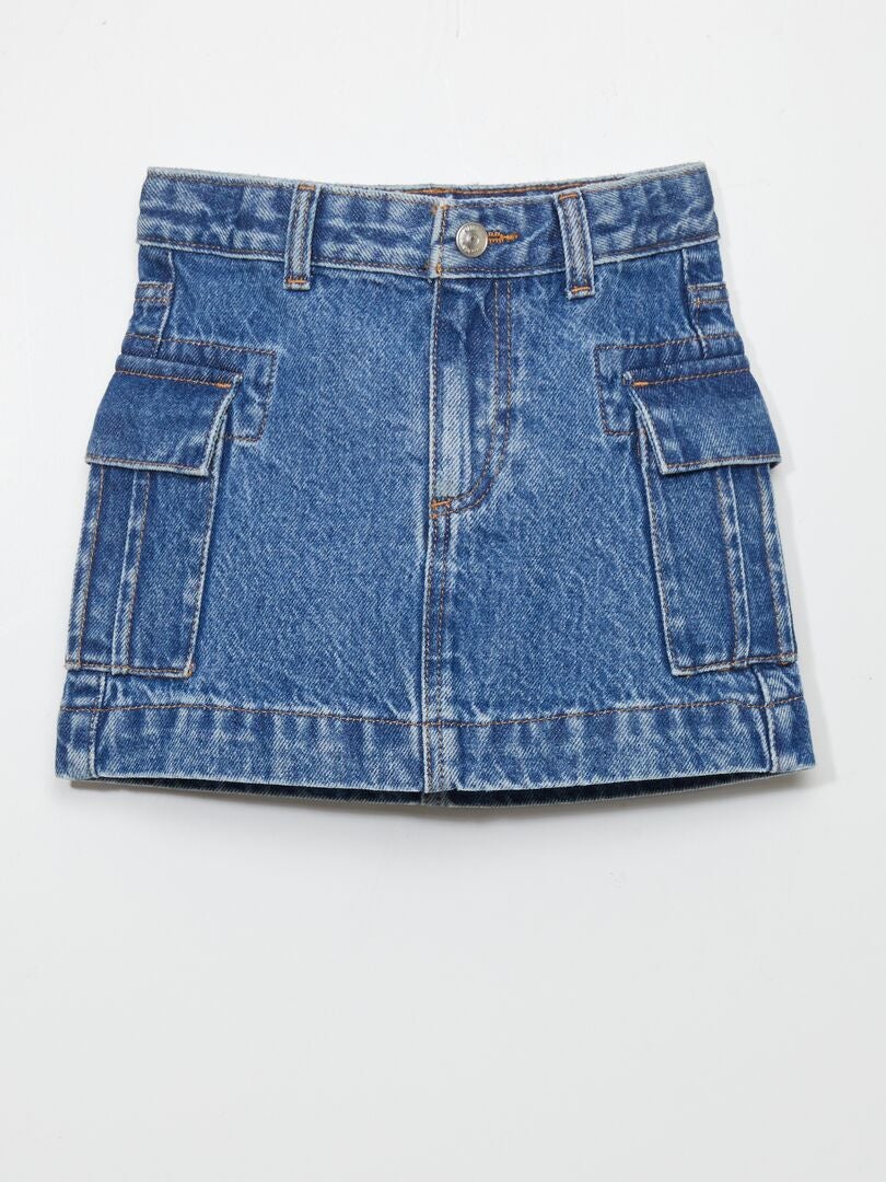 Saia jeans curta - AZUL