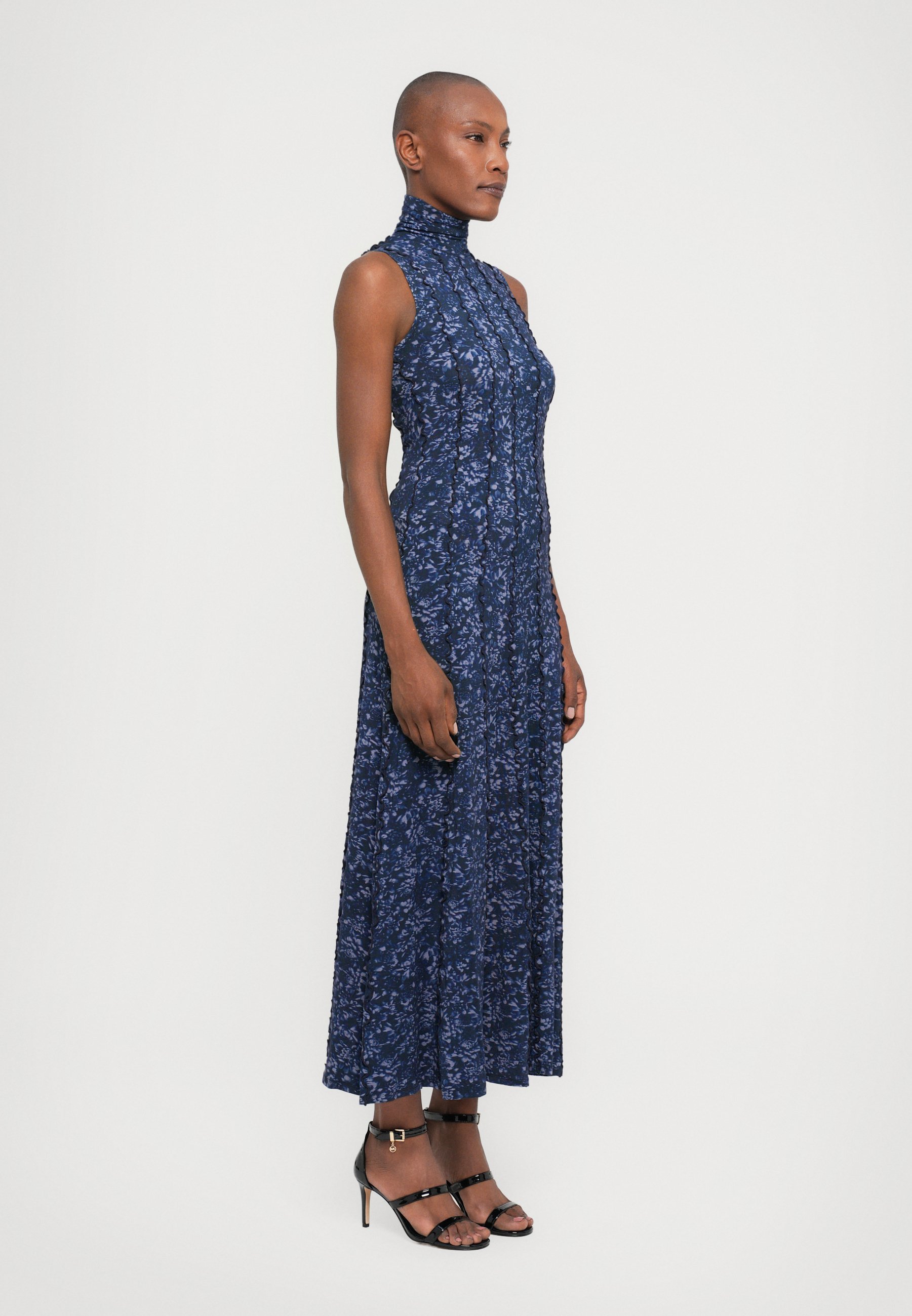 Proenza Schouler White Label VALENTINA DRESS PRINTED - Jersey jurk - marineblauw/leisteengrijs
