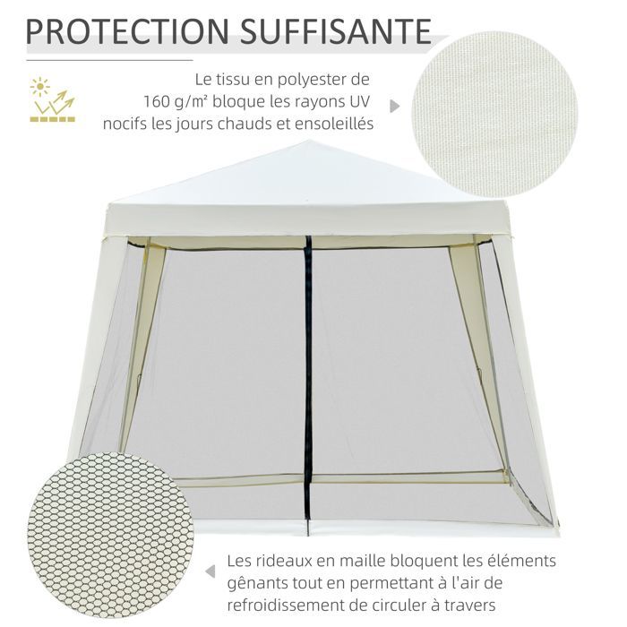 Outsunny - gazebo - Metal - 300x300x245cm - Beige