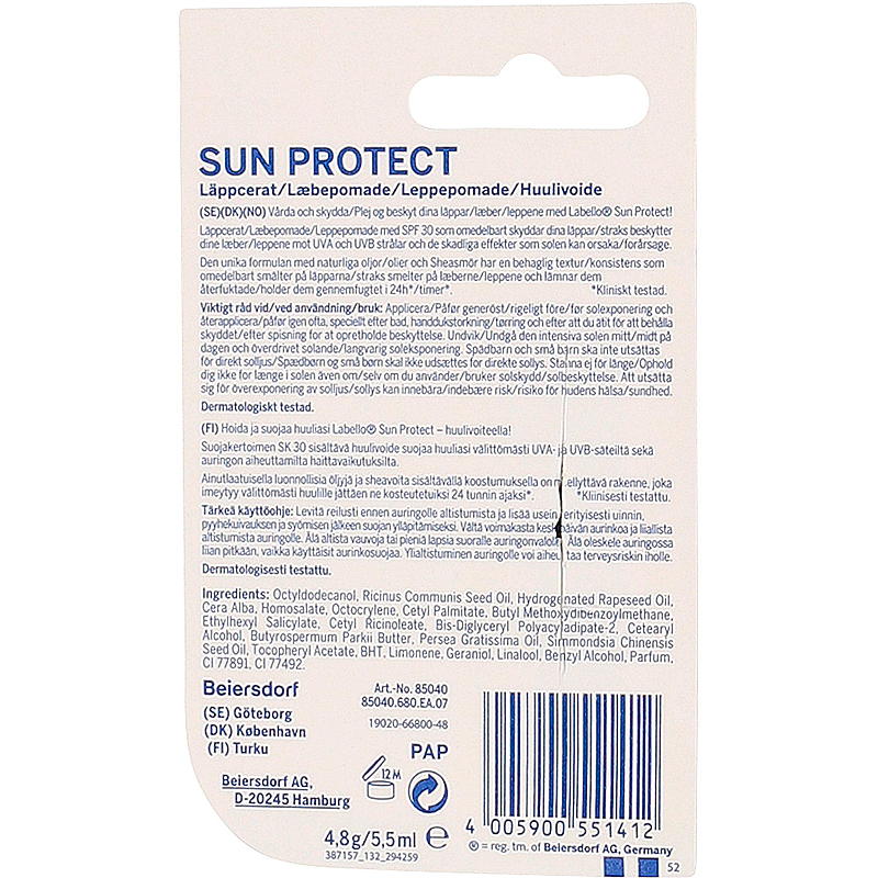 Labello solskydd, SPF30 5,5 ml
