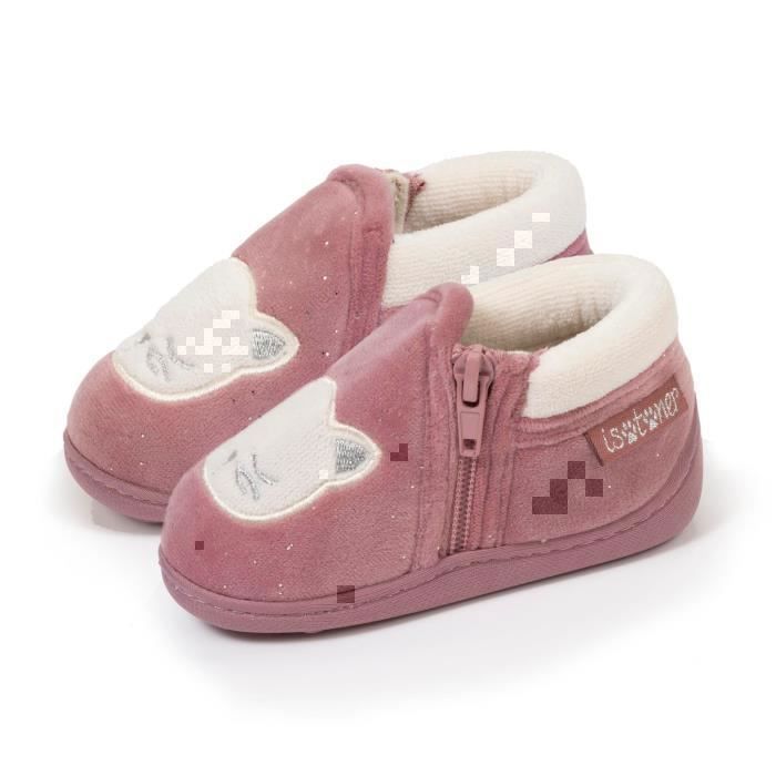 Pantuflas Isotoner con cremallera, fáciles de poner, buen soporte para el pie, suela antideslizante rosa brillante para bebés.