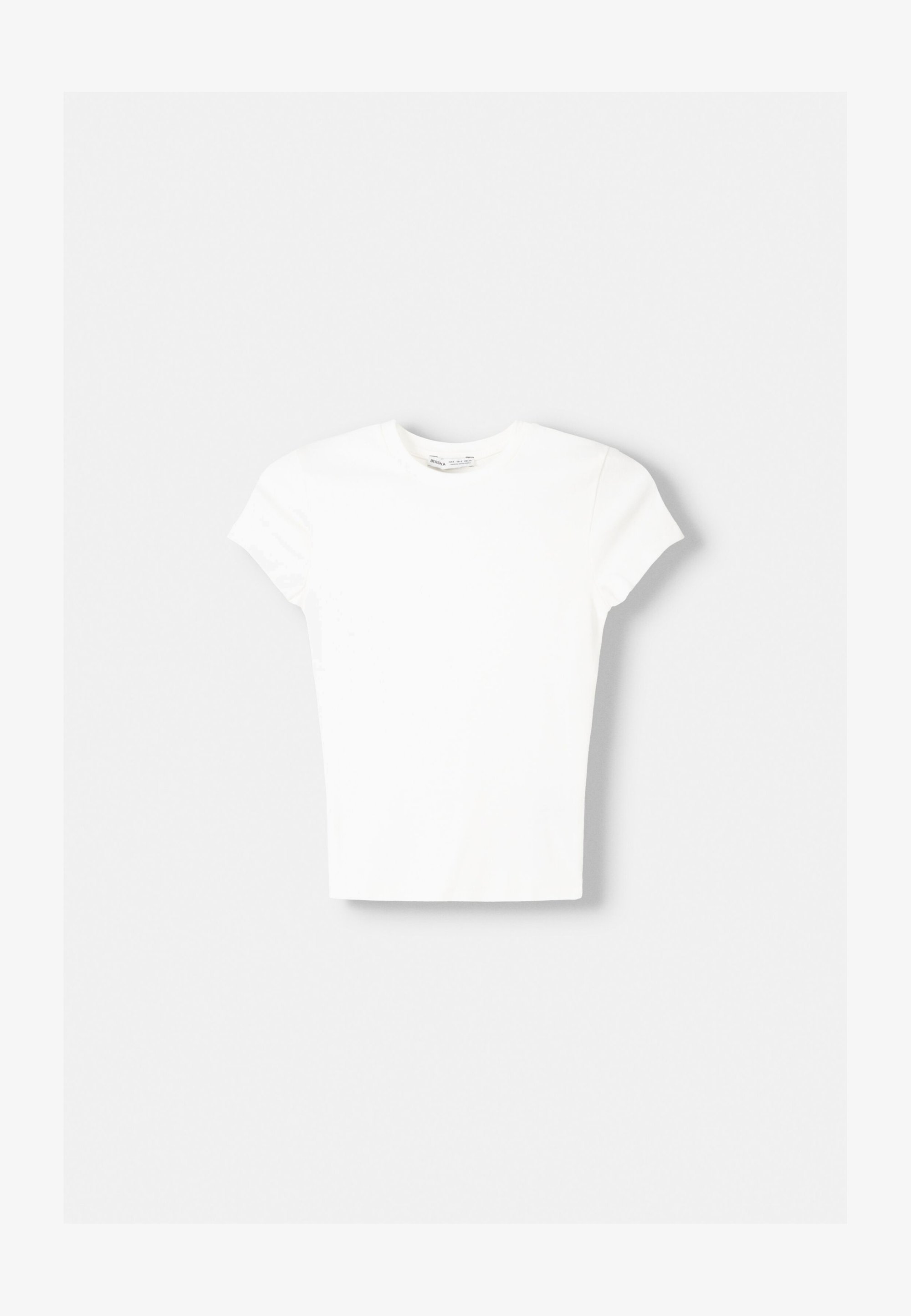 Bershka T-shirt met korte mouwen en ronde hals - Basic T-shirt - wit