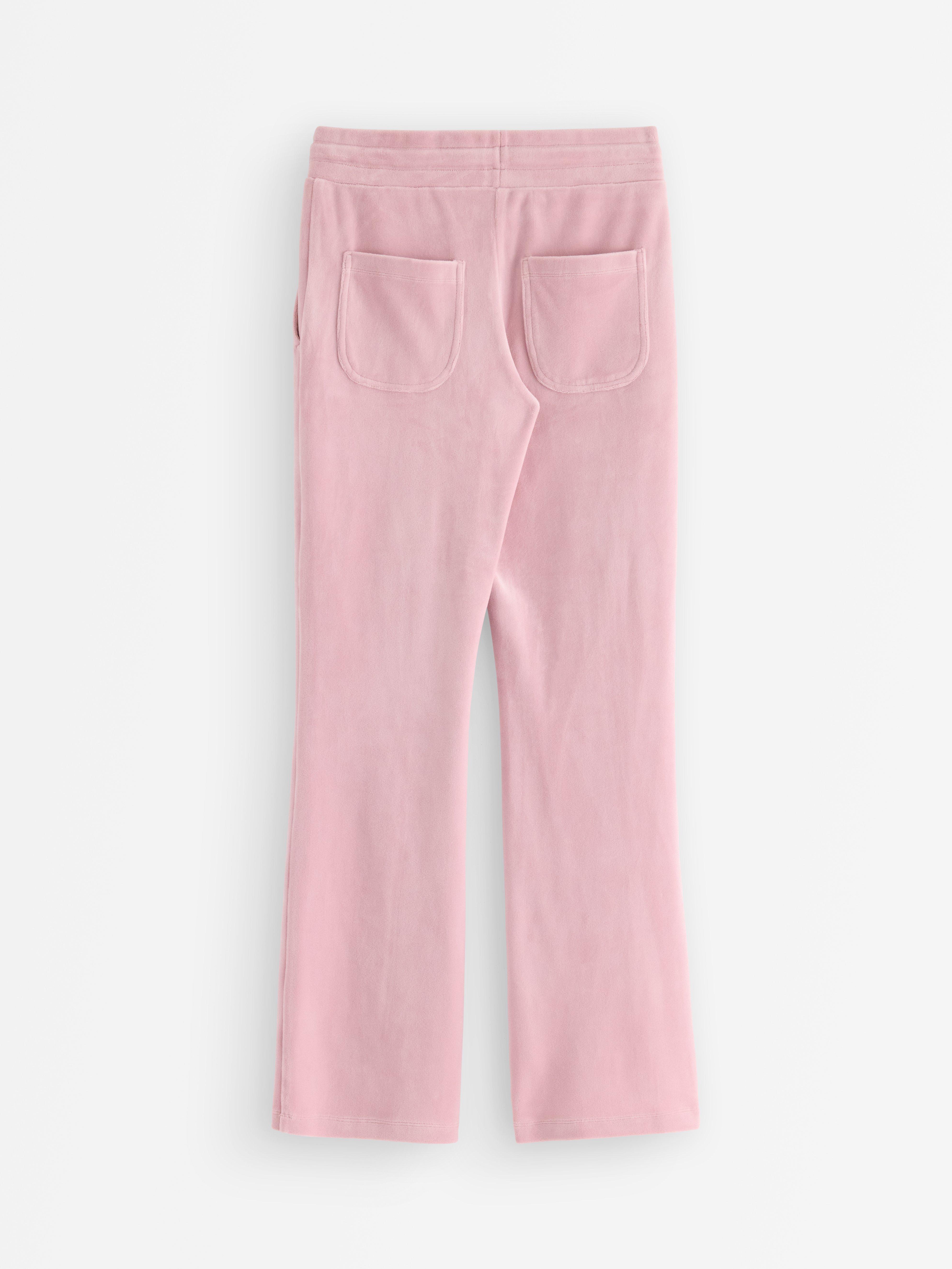 Pantaloni svasati in velluto color lilla chiaro polveroso