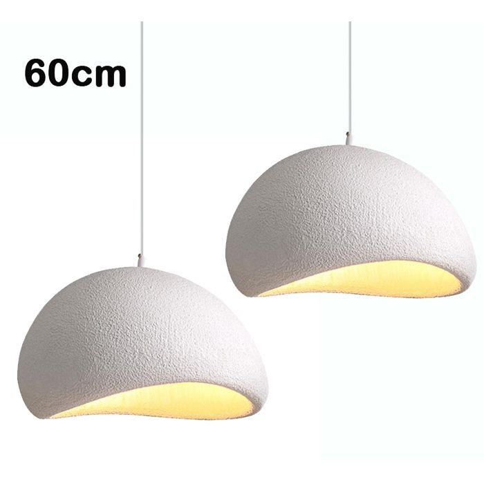 iDEGU 2 lámparas colgantes modernas de estilo industrial de 60 cm, estilo vintage, con acabado en cemento y diseño Edison, ideales para sala de estar y dormitorio, color blanco.