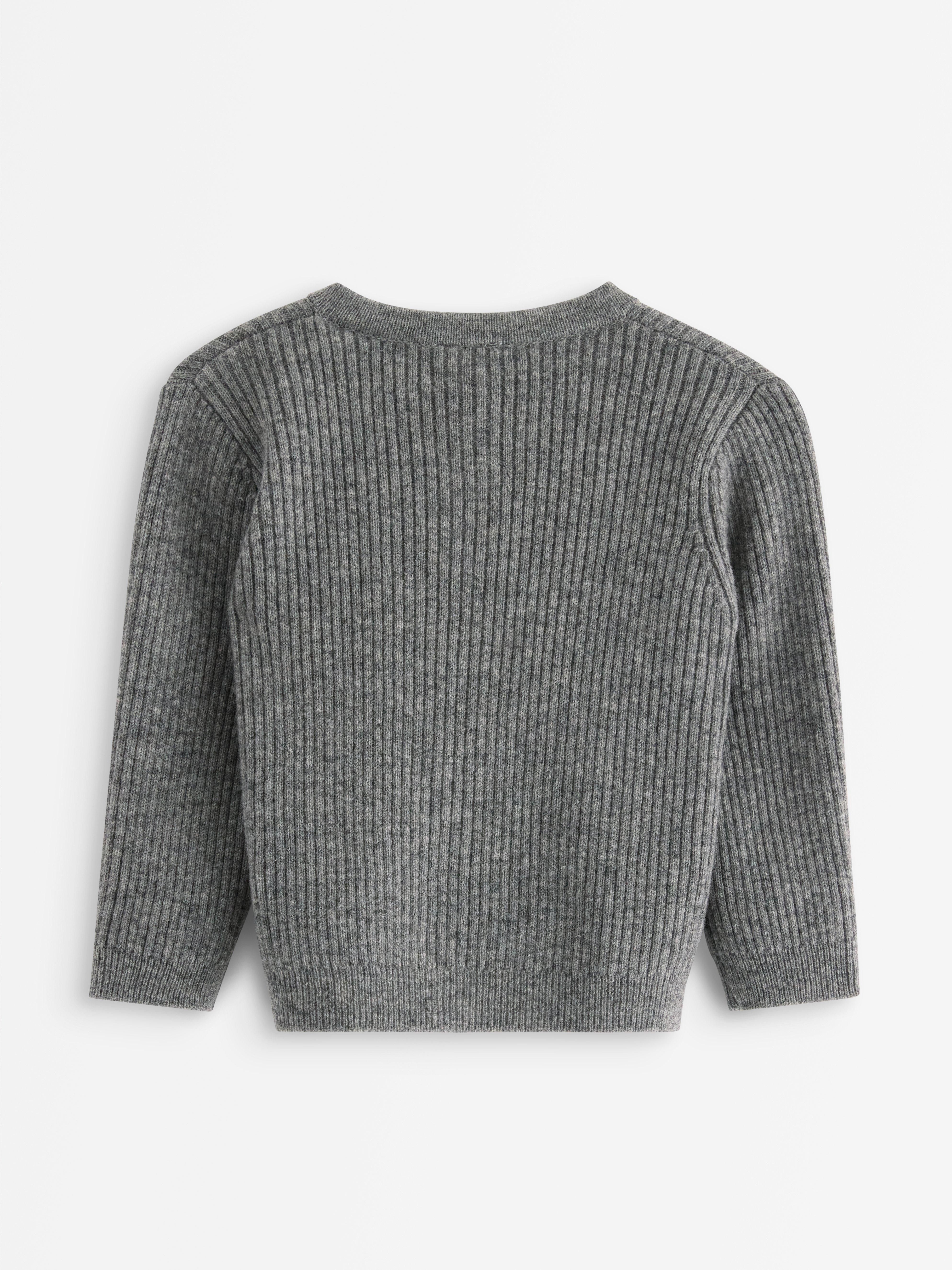 Cardigan i merinoull Cinza melange
