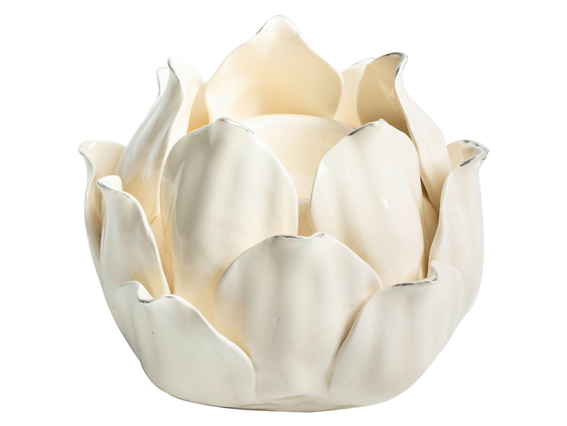 Świecznik ceramiczny Kwiat 10,2 cm beżowy