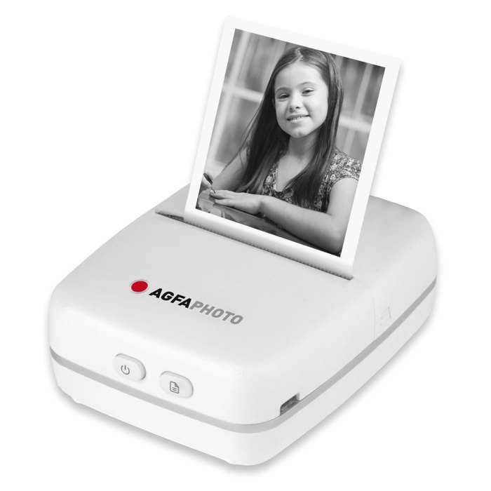 AGFA PHOTO Realipix Pocket P – Imprimantă foto termică portabilă fără cerneală - Imprimare alb-negru - Bluetooth - Alb