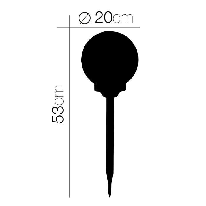 Lot de 2 boule lumineuse solaire pour jardin, lampe LED, borne solaire d'extérieur - Diamètre 20 x Hauteur 53 cm-JUANIO-