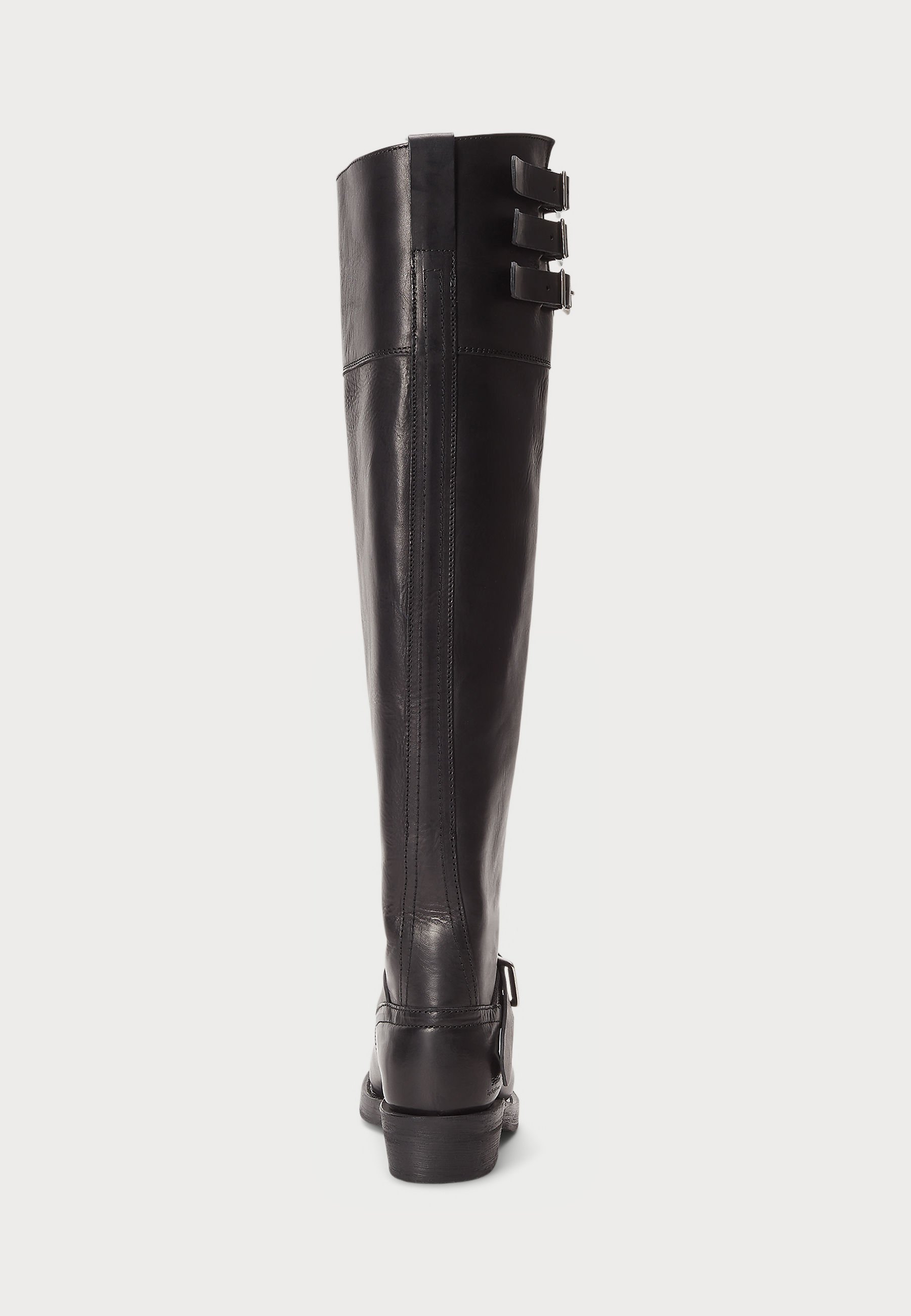 Bottes hautes de moto Polo Ralph Lauren en cuir poli - Bottes - noires