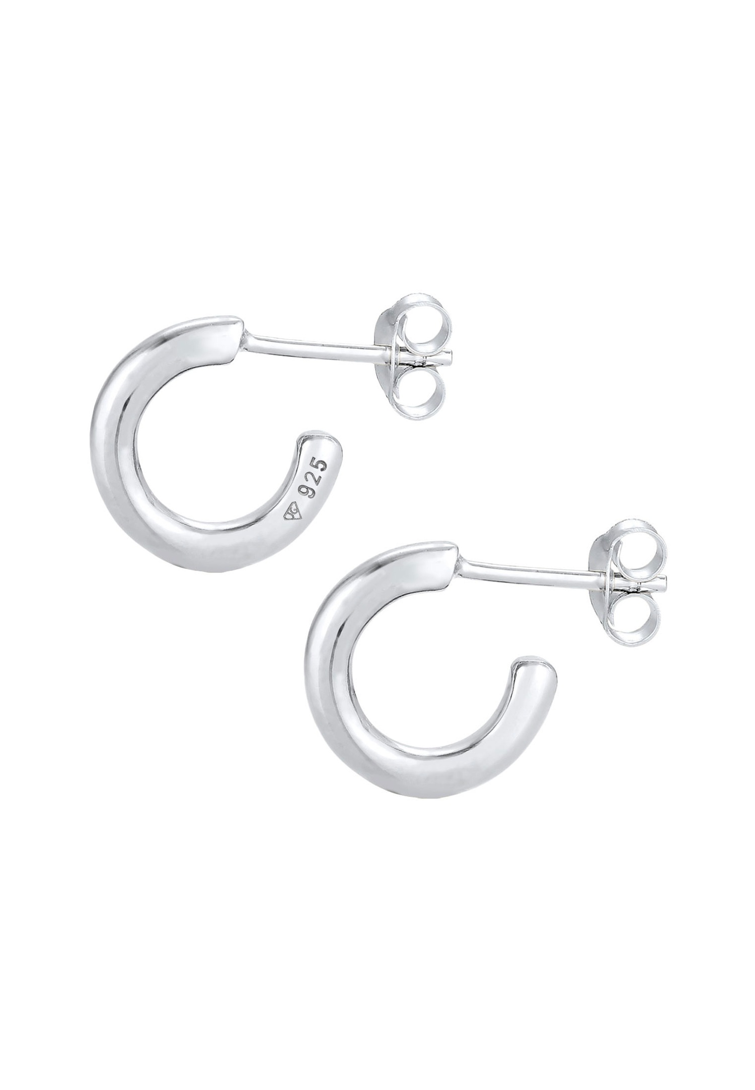 Elli Créoles pour dames Large Basic Trend Round Blogger Minimal en argent sterling 925
