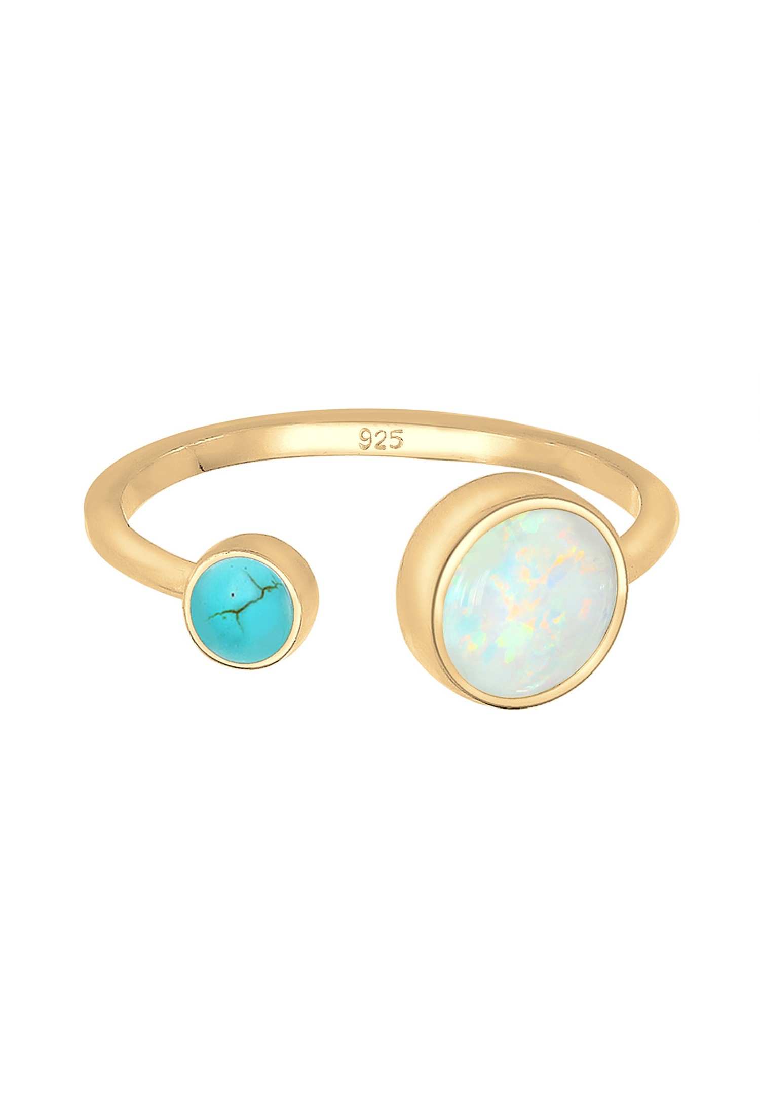 Elli Femmes Boho Ouvert Ajustable avec Opale Synthétique et Howlite en Argent Sterling 925