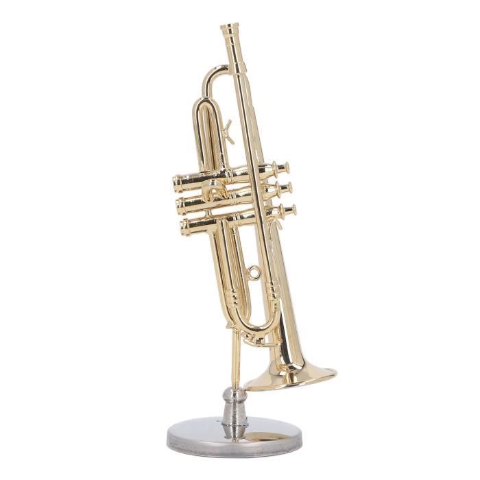 Trompeta en miniatura - SONEW - Modelo de latón resistente - Diseño exquisito - Soporte incluido - Estuche incluido