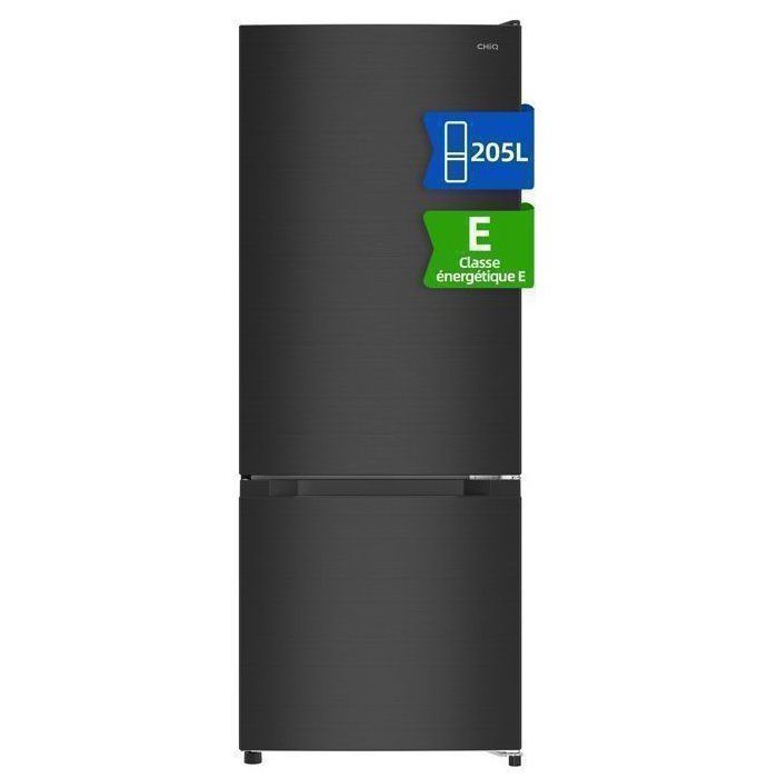 CHiQ Réfrigrateur congélateur FBM205L42-205L (153  52),Classe énergtique E, 39 dB, Acier noir, Low frost, Portes réversibles