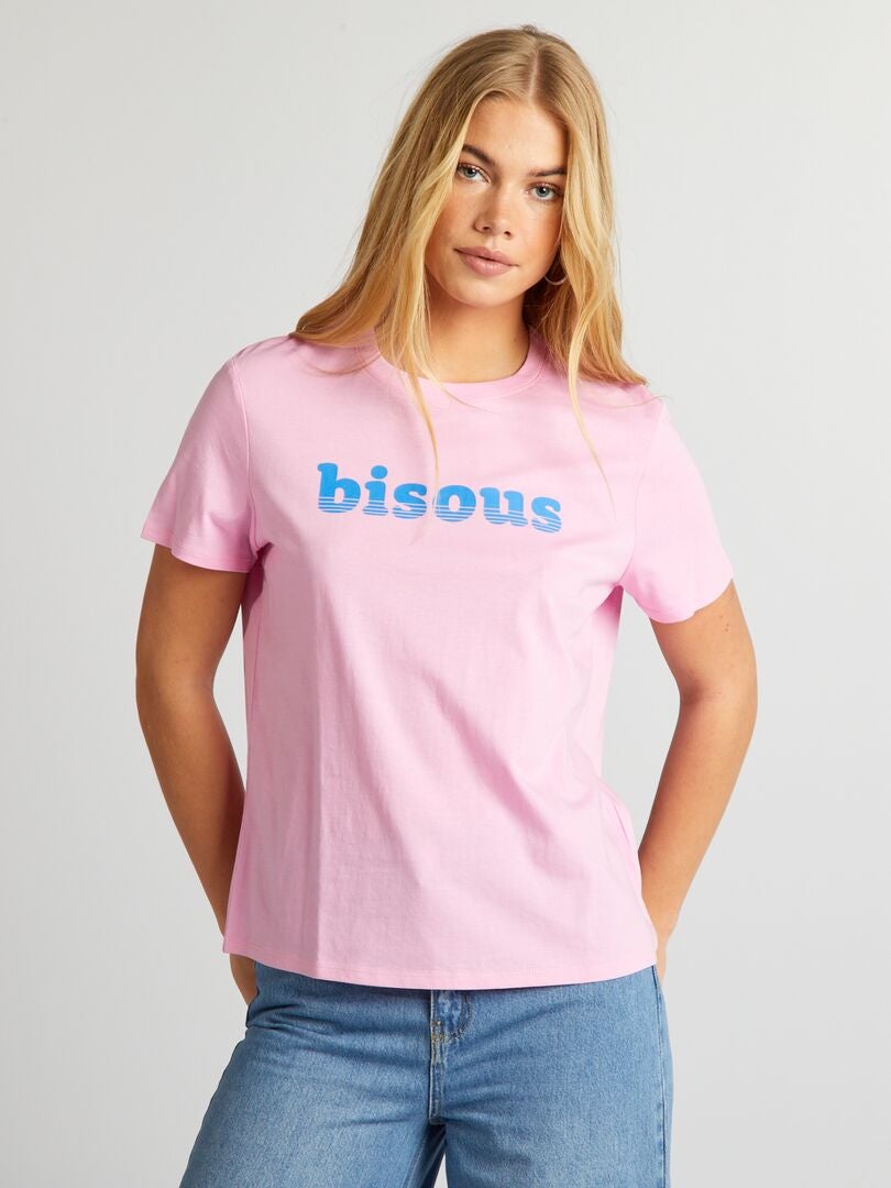 Camiseta com estampa de corações - ROSA