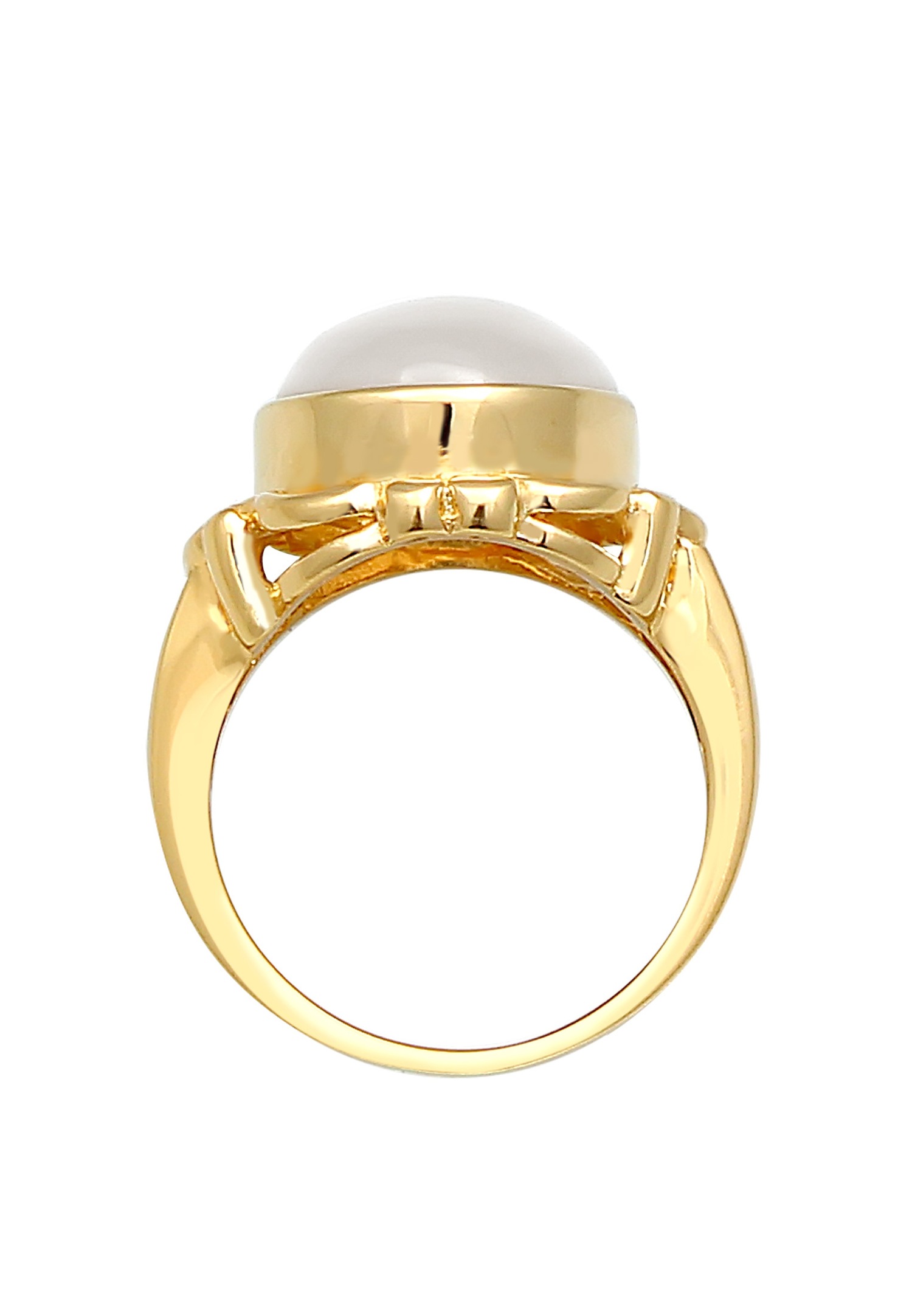 Elli PREMIUM Femmes Vintage Chunky Trend Blogger avec pierre de lune en argent sterling 925 plaqué or