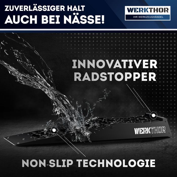 WERKTHOR Rampe de chargement auto extra plate 3T - Lot de 2 rampes voiture sport & véhicules rabaissés