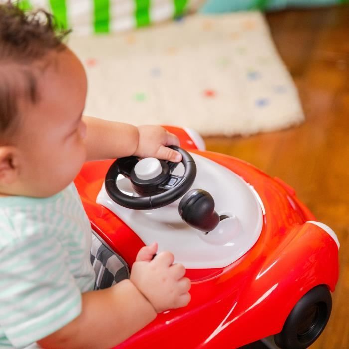 BRIGHT STARTS 3-in-1 Foldable Baby Walker, Small Car, 3 Developmental Play Modes, Red, Baby Gift