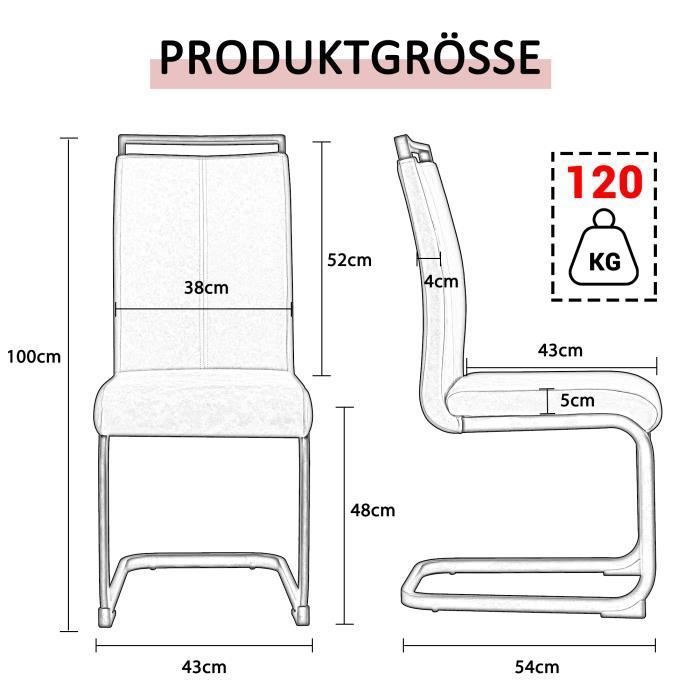 Set van 4 hoge eetkamerstoelen, moderne keukenstoelen bekleed met kunstleer, met zilverkleurige en zwarte metalen poten.