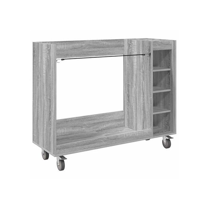 Moderne golfskab - vidaXL - Sonoma Grey - 120x45x98 cm - Stor opbevaringsplads - 4 hjul - Metalstel