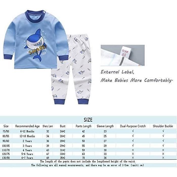 Conjunto de pijama de algodón para bebé niño - 3 piezas - Azul
