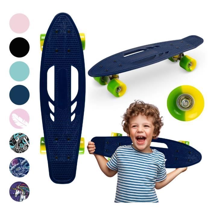 QKIDS GALAXY – Kids Skateboard 6 cm PU Wheels – ABEC7 – From 3 Years Old to 50 kg – Non-Slip Aluminum – Lemon